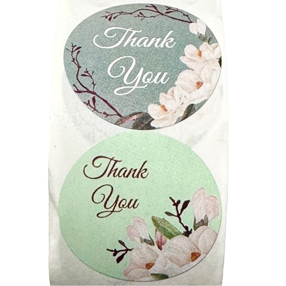 W2 Stickers 1" Thank You 500ct Green Floral 8 Designs Labels - Picture 4 of 7